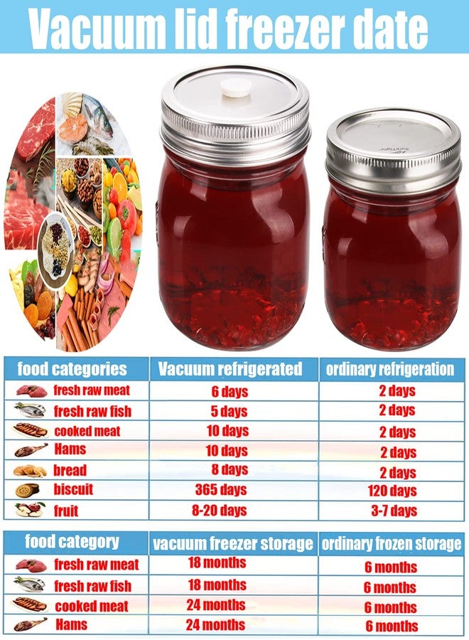 ziHenryDa vacuum seal mason jar lids for FoodSaver Vacuum Sealer, Vacuum Seal Lid for 2.76 in Mason Jar,6 set regular mouth vacuum stainless Steel Lids for Food Storage +Accessory Hose - Image 3